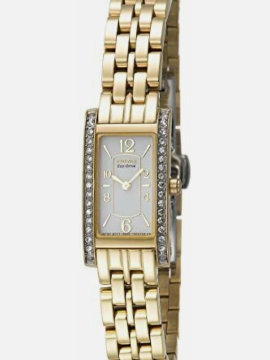 Citizen Jewelry - Vintage Citizen Gold-Tone Rectangular Women’s Crystal Bracelet Watch